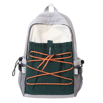 Color Block Nylon Backpack / Bag Charm / Set