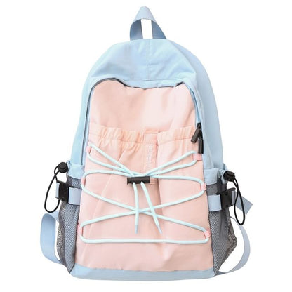 Color Block Nylon Backpack / Bag Charm / Set