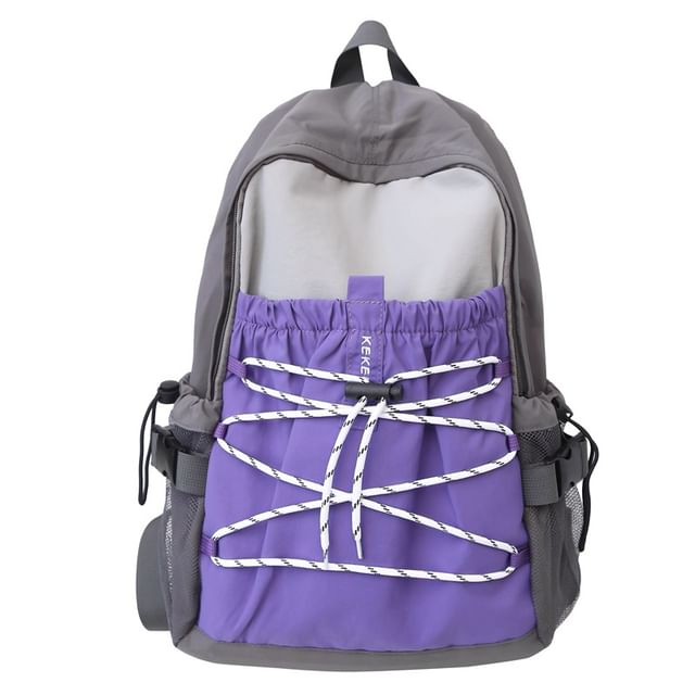 Color Block Nylon Backpack / Bag Charm / Set