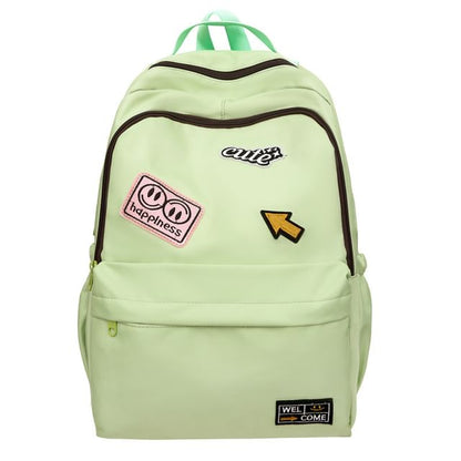 Lettering Applique Nylon Laptop Backpack