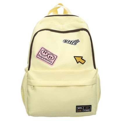 Lettering Applique Nylon Laptop Backpack