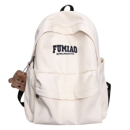 Lettering Embroidered Nylon Laptop Backpack / Bag Charm / Set