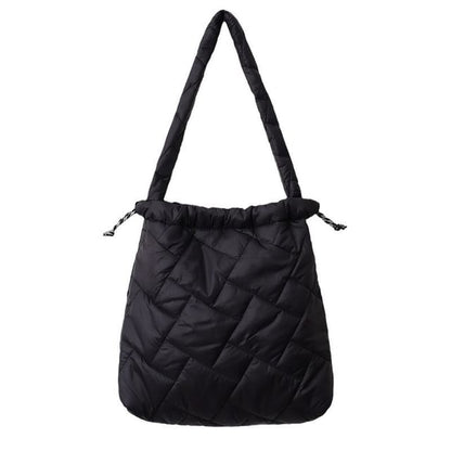 Plain Drawstring Quilted Tote Bag