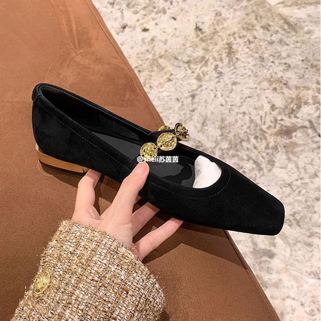 Heel Plain Low Accent Metal Mary Pumps Jane