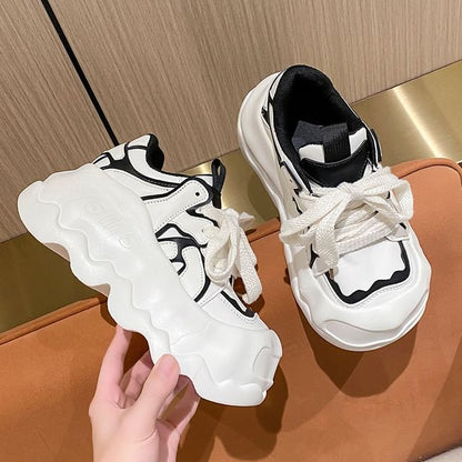 Lettering Lace-Up Platform Sneakers