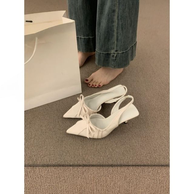 Pointed Toe Bow Slingback Pumps