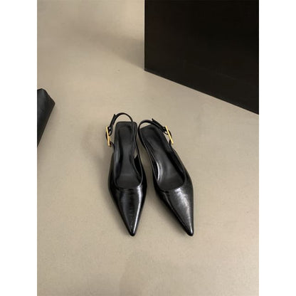 Pointed Toe Slingback Kitten Heel Pumps