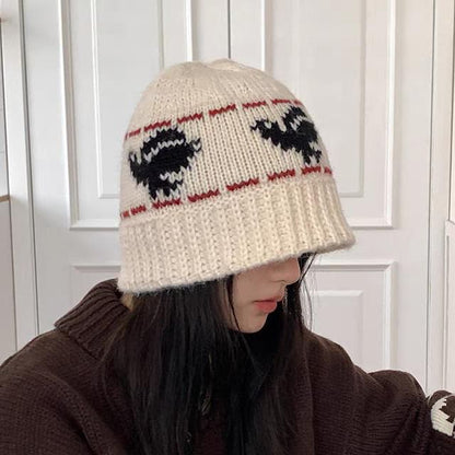Patterned Knit Cloche Hat