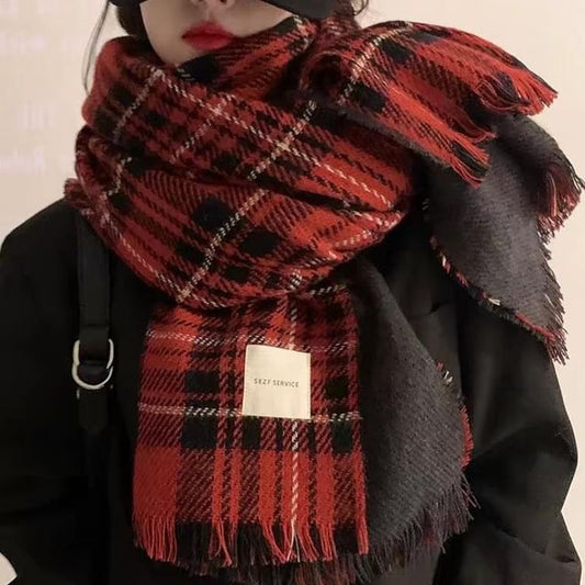 Plaid Fringed Scarf