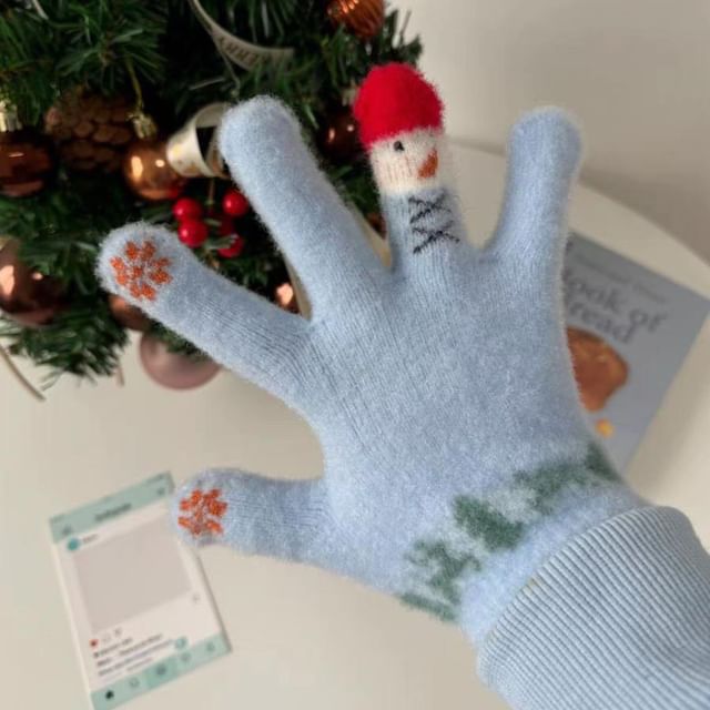Snowman Print Gloves