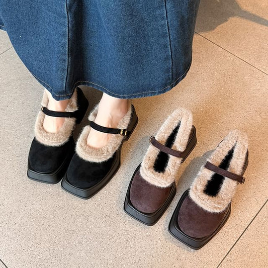 Square-Toe Platform Chunky Heel Mary Jane Shoes