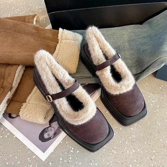 Square-Toe Platform Chunky Heel Mary Jane Shoes