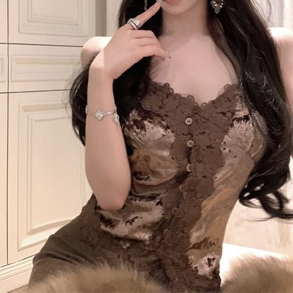 Frill Trim Plain Corp Cami Top