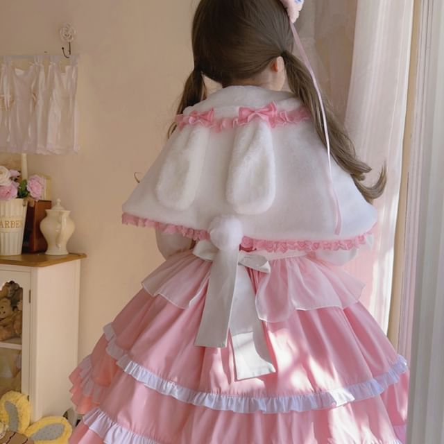 Collared Faux Fur Shrug