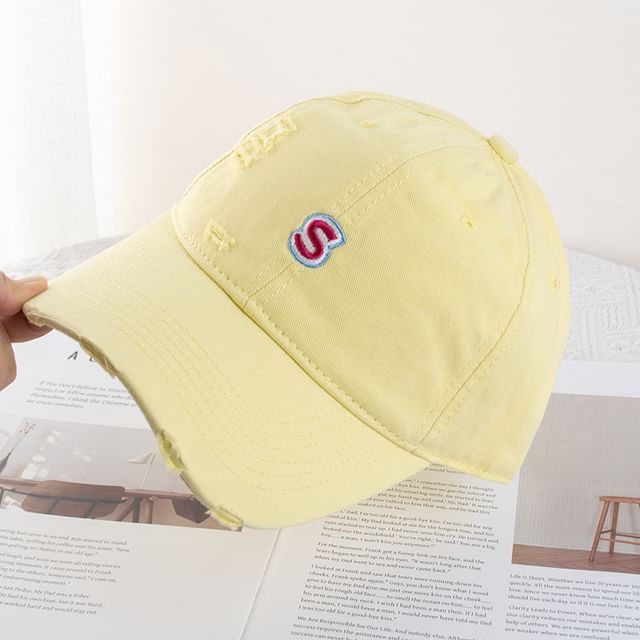 Letter Embroidered Distressed Baseball Cap