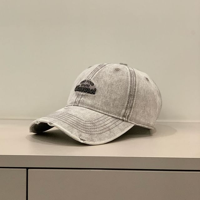 Letter Embroidered Washed Distressed Cap