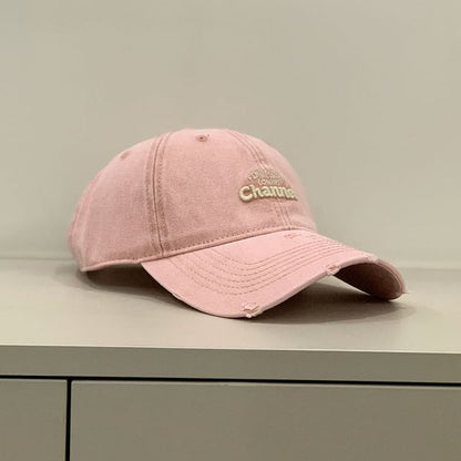 Letter Embroidered Washed Distressed Cap