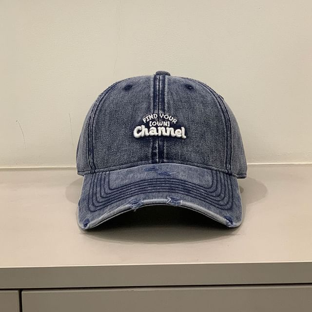 Letter Embroidered Washed Distressed Cap