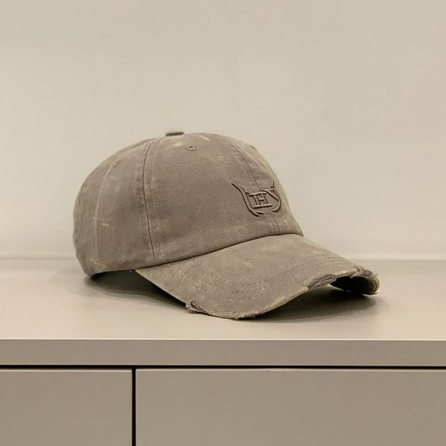 Letter Embroidered Distressed Cap