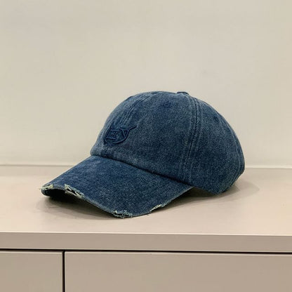 Letter Embroidered Distressed Cap