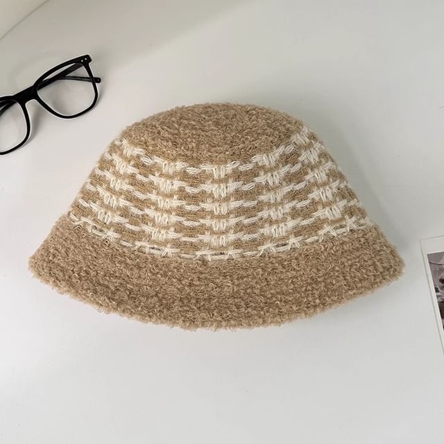 Striped Fluffy Bucket Hat