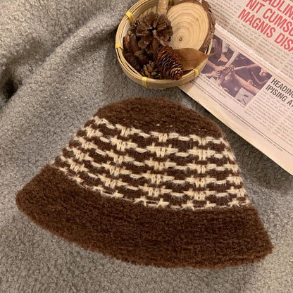 Striped Fluffy Bucket Hat