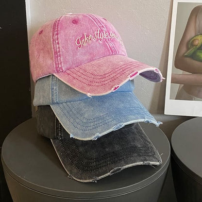 Cap Embroidered Distressed Baseball Lettering