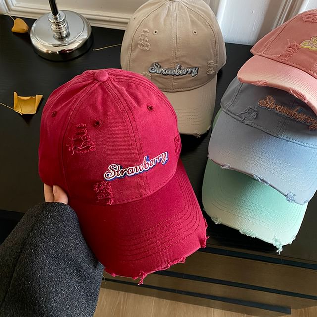 Cap Embroidered Baseball Lettering Distressed