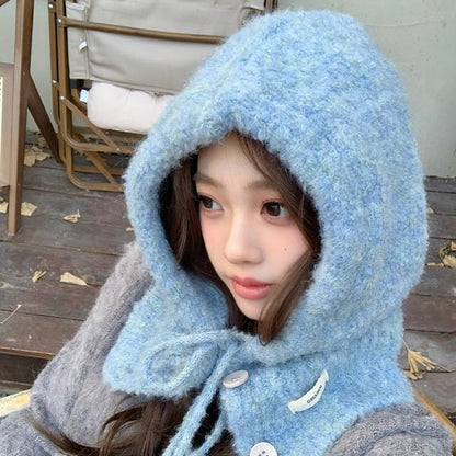 Plain Buttoned Knit Balaclava