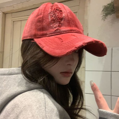 Cap Distressed Plain Baseball