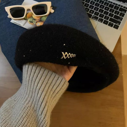 Rhinestone Accent Knit Beret