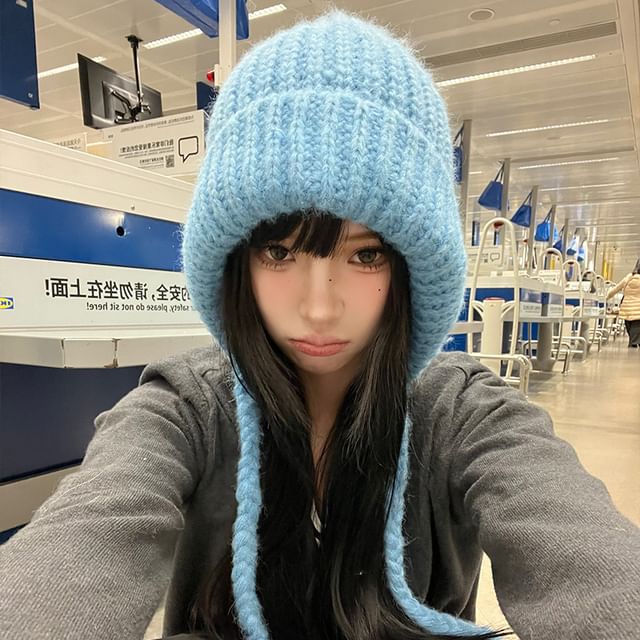 Plain Knit Bonnet Hat