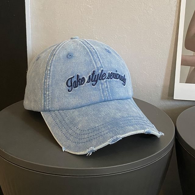 Cap Embroidered Distressed Baseball Lettering