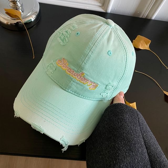 Cap Embroidered Baseball Lettering Distressed