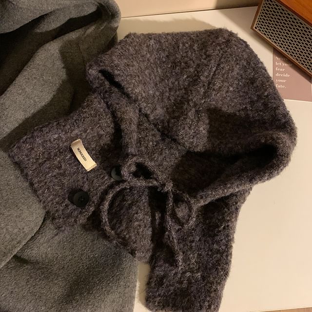 Plain Buttoned Knit Balaclava