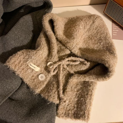 Plain Buttoned Knit Balaclava