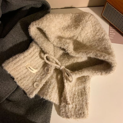 Plain Buttoned Knit Balaclava