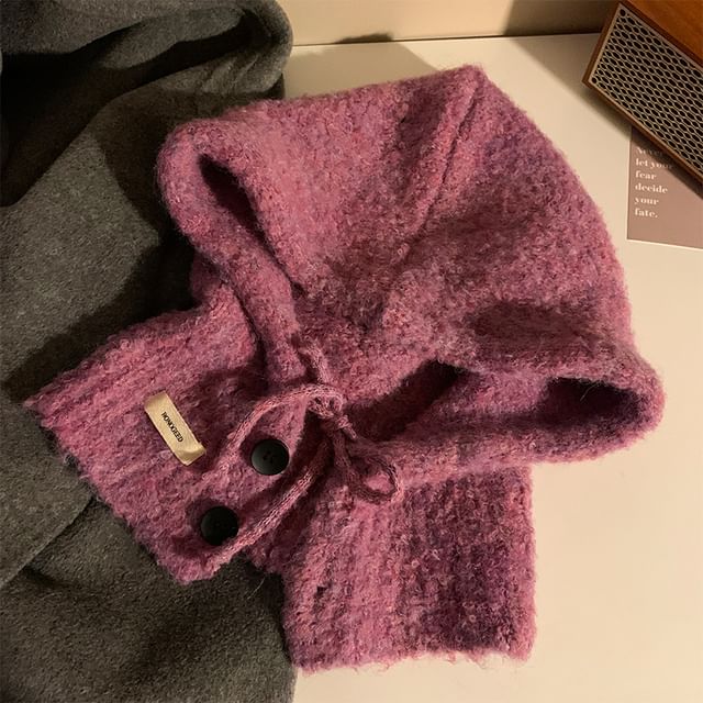 Plain Buttoned Knit Balaclava