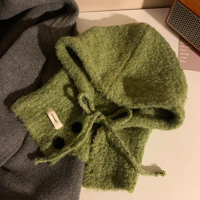 Plain Buttoned Knit Balaclava