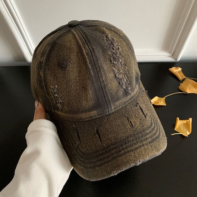 Cap Distressed Plain Baseball