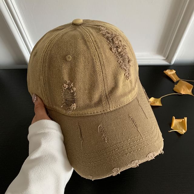 Cap Distressed Plain Baseball