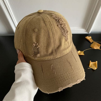 Cap Distressed Plain Baseball