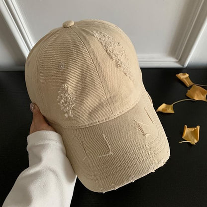 Cap Distressed Plain Baseball
