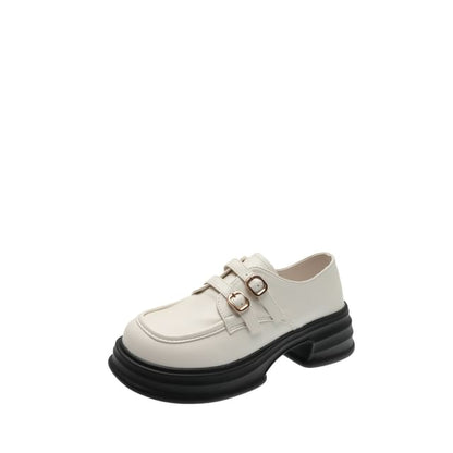 Faux Leather Buckled Platform Loafers