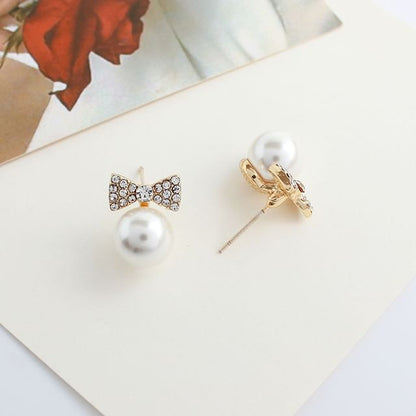 Bow Faux Pearl Earring