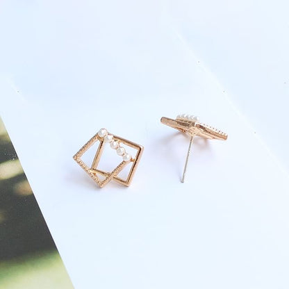 Faux Pearl Square Stud Earring