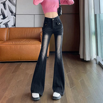 High Rise Washed Flared Jeans (Various Designs)