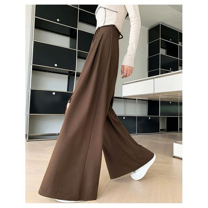 High Rise Plain Wide Leg Pants (Various Designs)