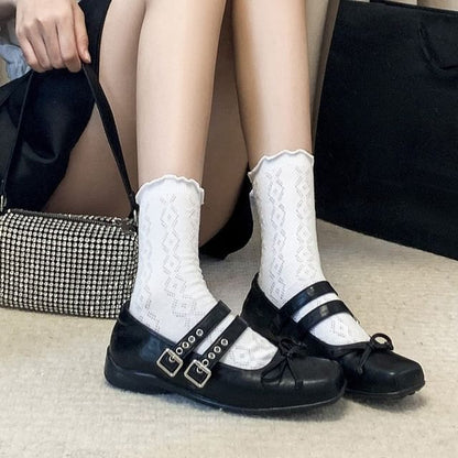 Square Toe Bow Mary Jane Shoes