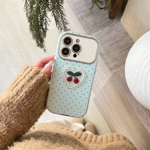 Cherry Embroidered Phone Case